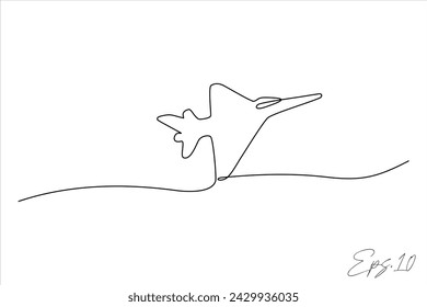 continuous line drawing of a fighter plane
