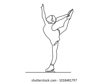 continuous line drawing of figure skating girl