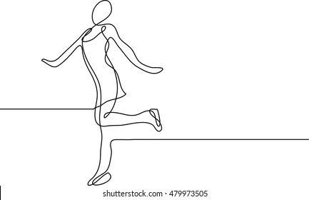 continuous line drawing of figure skating girl