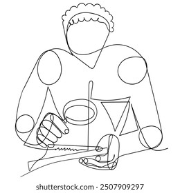 continuous line  drawing financial analyst icon
