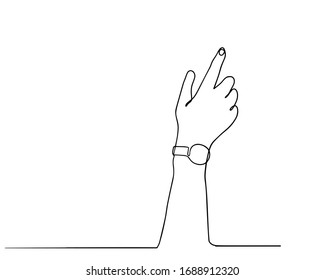 continuous line drawing of a finger pointing tosomething. arm pointing line vector illustration