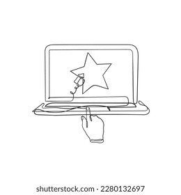 dedo de dibujo de línea continua señalando el vector de ilustración de clasificación de estrellas