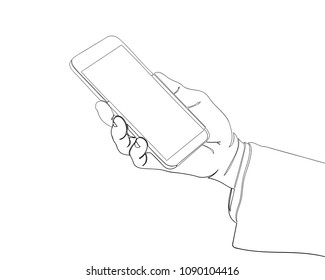 Continuous line drawing of finger touch smartphone, technology concept illustrated vector.