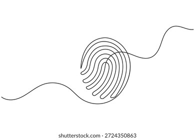 Kontinuierliche Linienzeichnung eines Fingerabdrucksymbols für biometrische Sicherheit