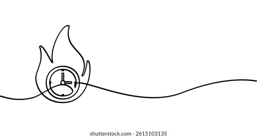 continuous line drawing of fire clock symbol. abstract line art illustration