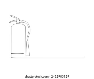 Continuous Line Drawing Of Fire Extinguisher. One Line Of Extinguisher. Fire Extinguisher Continuous Line Art. Editable Outline.
