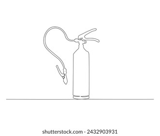 Continuous Line Drawing Of Fire Extinguisher. One Line Of Extinguisher. Fire Extinguisher Continuous Line Art. Editable Outline.
