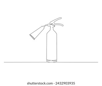 Línea Continua De Dibujo Del Extintor De Incendios. Una Línea De Extintor. Extintor De Incendios Línea Continua De Arte. Contorno Editable.
