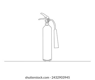 Continuous Line Drawing Of Fire Extinguisher. One Line Of Extinguisher. Fire Extinguisher Continuous Line Art. Editable Outline.
