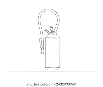 Línea Continua De Dibujo Del Extintor De Incendios. Una Línea De Extintor. Extintor De Incendios Línea Continua De Arte. Contorno Editable.
