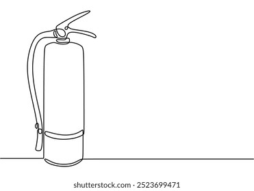 Continuous line drawing of a fire extinguisher tank. Illustrating safety equipment in a minimalist design. Vector illustration.