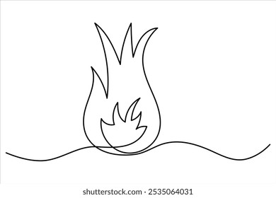 Continuous line drawing of fire flame. Bonfire concept single line. Vector illustration


