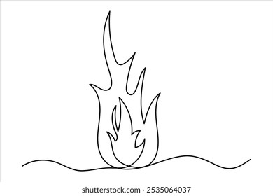 Continuous line drawing of fire flame. Bonfire concept single line. Vector illustration

