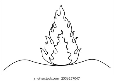 Kontinuierliche Linienzeichnung der Feuerflamme. Bonfire Konzept Single Line. Vektorgrafik