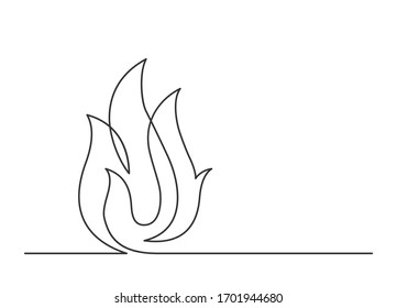 Continuous line drawing of fire on white background. Vector illustration