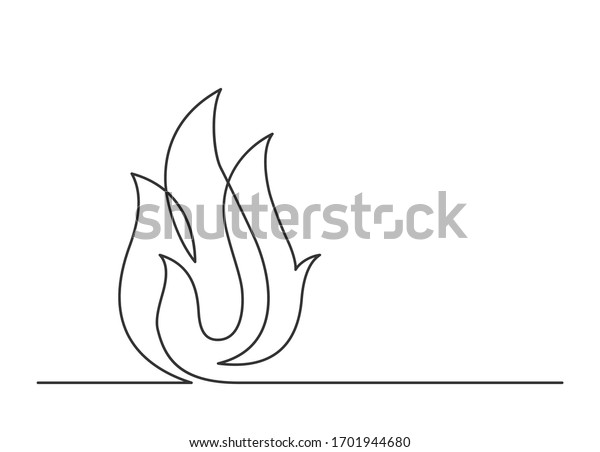 Continuous Line Drawing Fire On White Stock Vector (Royalty Free ...