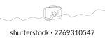 Continuous line drawing of first aid kit. Line art of first aid kit. One line drawing background. Vector illustration.