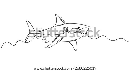 Continuous Line Drawing of Fish Icon. Hand Drawn Symbol Vector Illustration., Shark Continuous Line Drawing, A Loon Swimming Continuous Line Drawing with Editable Stroke