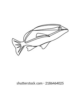 Dibujo continuo de línea Peces . Esbozo sobre fondo blanco. Estilo vectorial dibujado a mano.