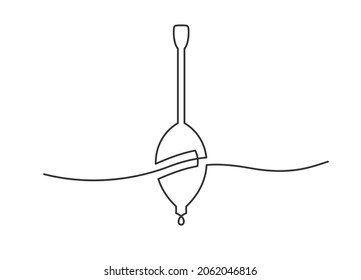 Continuous line drawing of fishing float. fishing floatplane for your design works. Vector illustration.