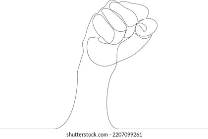 Continuous line drawing of fist hand. Vector illustration.