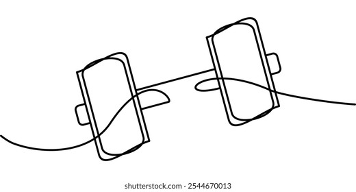 continuous line drawing of fitness barbell symbol. abstract line art illustration