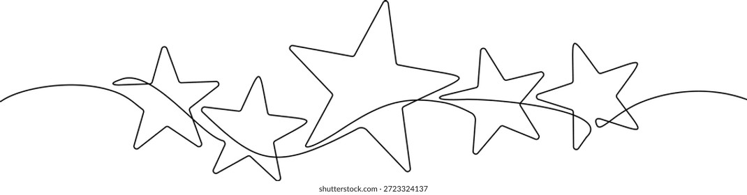 Dibujo de línea continua de cinco estrellas, Ilustración vectorial de arte de línea