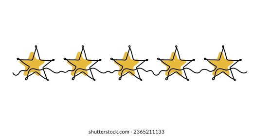 continuous line drawing five-star customers of the product rating review.
