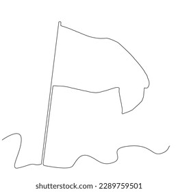 Continuous line drawing of a flag with flagpole. Flag vector.