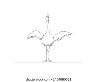 Continuous line drawing of flamingo bird. One line of flamingo bird. Exsotic bird concept continuous line art. Editable outline.