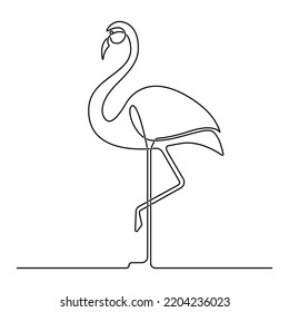 continuous line drawing flamingo. hand drawn vector illustration minimalism design.