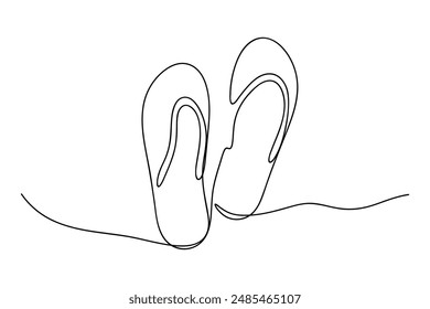 Continuous line drawing of a flip flops, one line art, design element, hand drawn doodle