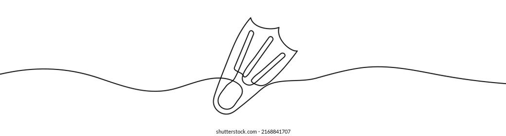 Continuous line drawing of flippers. Flippers one line icon. One line drawing background. Vector illustration. Flippers black icon