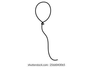Continuous line drawing of a floating balloon artistic vector outline for modern and stylish graphics
