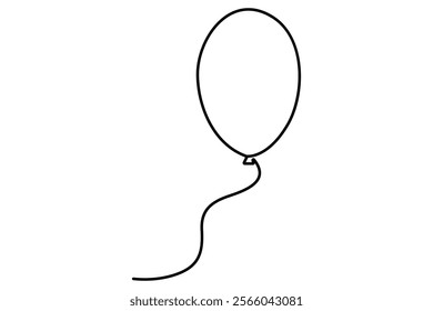 Continuous line drawing of a floating balloon artistic vector outline for modern and stylish graphics

