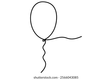 Continuous line drawing of a floating balloon artistic vector outline for modern and stylish graphics
