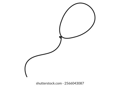 Continuous line drawing of a floating balloon artistic vector outline for modern and stylish graphics
