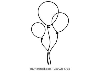 Continuous line drawing of a floating balloon artistic vector outline for modern and stylish graphics

