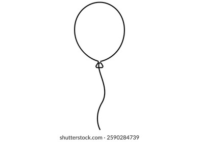Continuous line drawing of a floating balloon artistic vector outline for modern and stylish graphics
