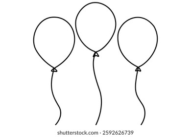 Continuous line drawing of a floating balloon artistic vector outline for modern and stylish graphics
