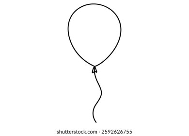 Continuous line drawing of a floating balloon artistic vector outline for modern and stylish graphics
