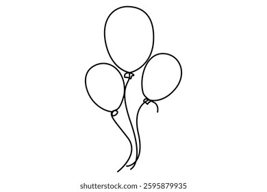Continuous line drawing of a floating balloon artistic vector outline for modern and stylish graphics
