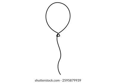 Continuous line drawing of a floating balloon artistic vector outline for modern and stylish graphics

