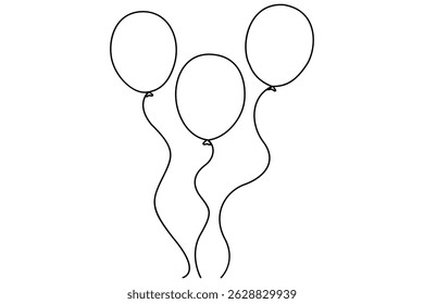 Continuous line drawing of a floating balloon artistic vector outline for modern and stylish graphics
