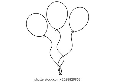 Dibujo de línea continuo de un contorno de Vector artístico de globo flotante para gráficos modernos y elegantes
