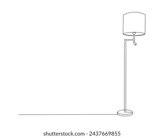 Durchgehende Strichzeichnung der Stehleuchte. Eine Linie Stehleuchte für den Raum. Stehleuchte Continuous Line Art. Editierbarer Umriss.