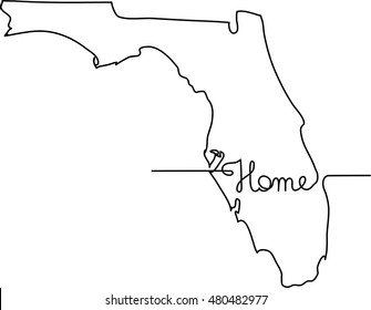 continuous line drawing of Florida home sign