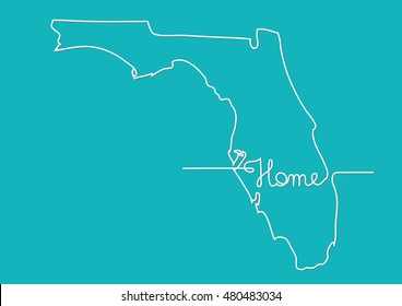 continuous line drawing of Florida home sign