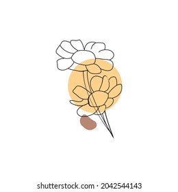 Continuous line drawing of a flower