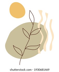 Continuous Line Drawing Flower with abstract composition geometric figures natural tones for print, beauty, organic, etc. Sketch of Flowers Isolated Ink Line in trendy  style. Vector Illustration. 